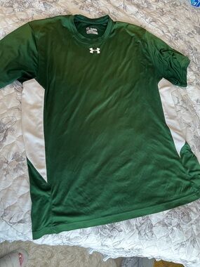 Under Armour Dark Green Performance Tee with White Side Panels